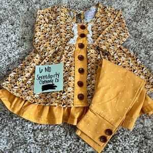 Serendipity Clothing Co. Girls' Mustard Floral Matching Set